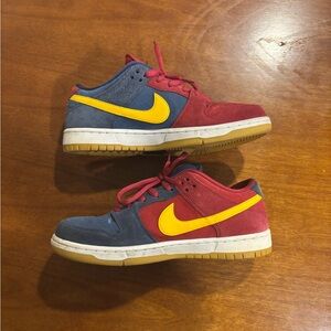 Nike SB dunk low Barcelona. Size men’s 9. Creasing and scuffs from normal wear.
